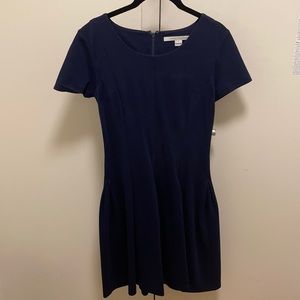 Navy Blue Diane Von Furstenberg Stretchy Flare Dress
